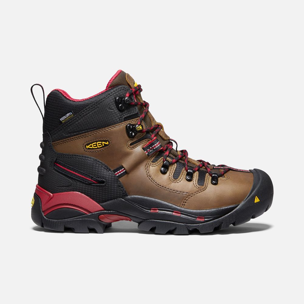 Botas de Trabajo Keen Mexico Marrom/Negros - Hombre Pittsburgh 6" (Steel Toe) - GT1389075